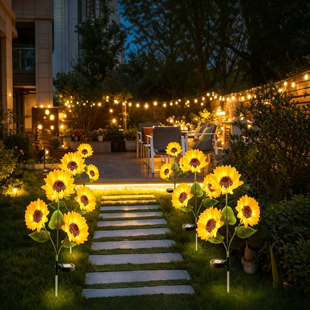 Solar Garden Lights Sunflower LED Outdoor Stake Lights 3-in-1 IP44 Waterproof Solar Powered Lawn Path Landscape Lights for Patio Yard Garden Decor Mother's Day Housewarming Gift