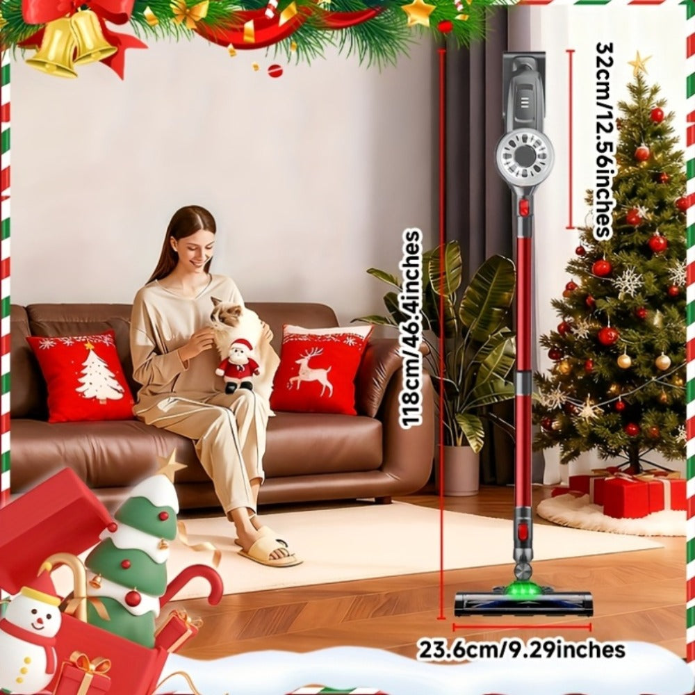 Cordless Vacuum Cleaner with Green Light Indicator, Brushless Motor Rechargeable Handheld Stick Vacuum for Home Car Carpet Pet Hair Hardwood Floor, 2L Dust Cup 45-Min Runtime Multi-Filter Portable Design
