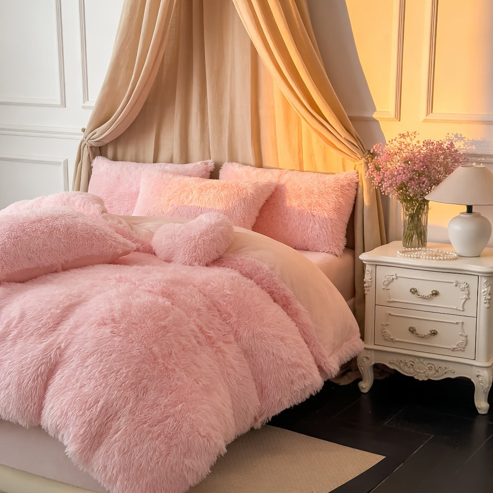 Velvet Duvet Cover Set Fluffy Plush Bedding Minimalist Solid Color, Carved Velvet Quilt Cover with Pillow Shams, Soft Cozy Bedroom Essentials Twin Full Queen King, Black Beige Grey Pink Purple Blue Red Yellow