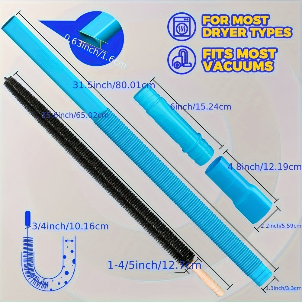 Dryer Vent Cleaning Kit with Flexible Lint Brush and Vacuum Hose Attachment Set for Dryer Duct Lint Trap Removal Home Safety