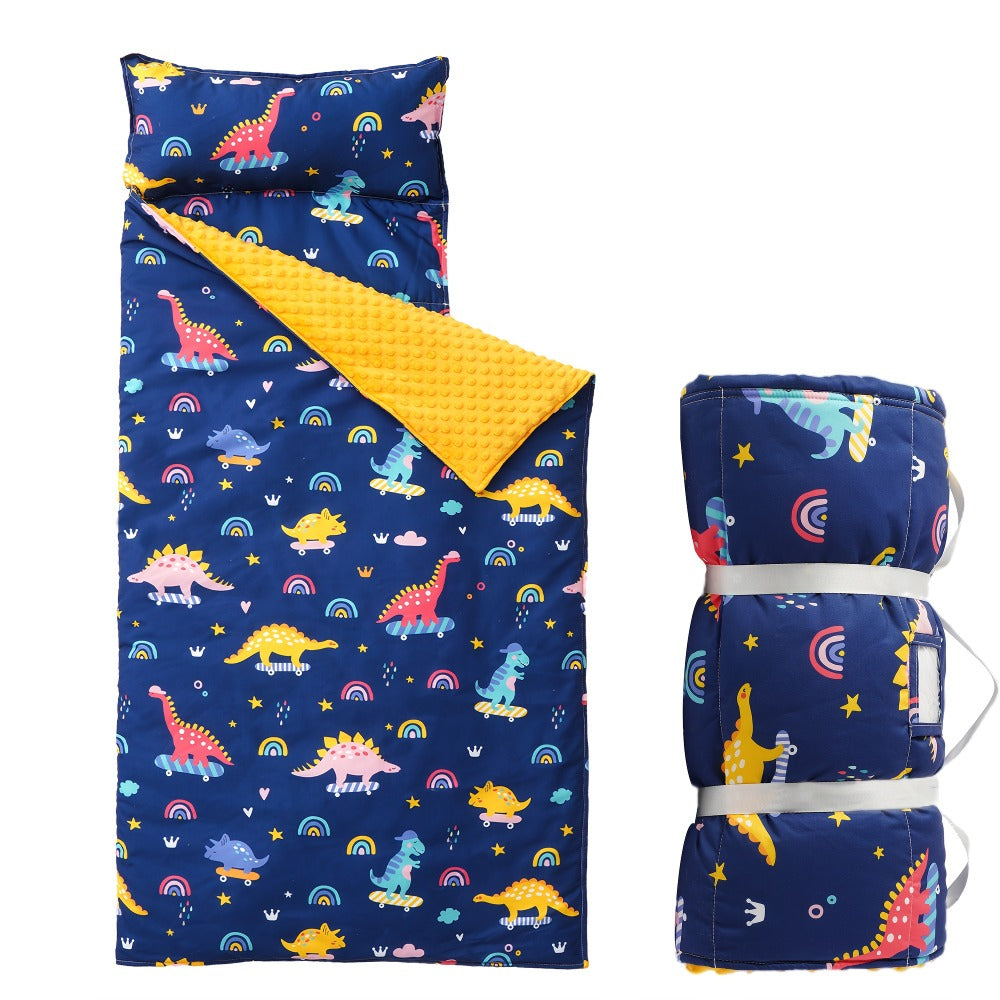 Kids Nap Mat Roll-Up Sleeping Mat for Daycare & Travel - 100% Polyester, Machine Washable, Fun Prints