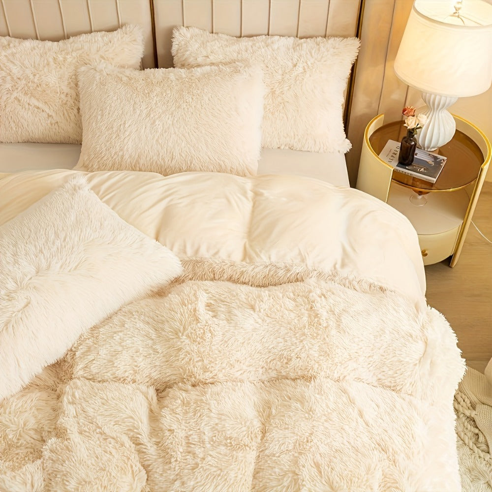 Plush Duvet Cover 100% Polyester Soft Warm Zipper Closure Cozy Bedroom Bedding Twin Full Queen King Solid Tie Dye 14 Colors for Bedroom Guest Room Dorm