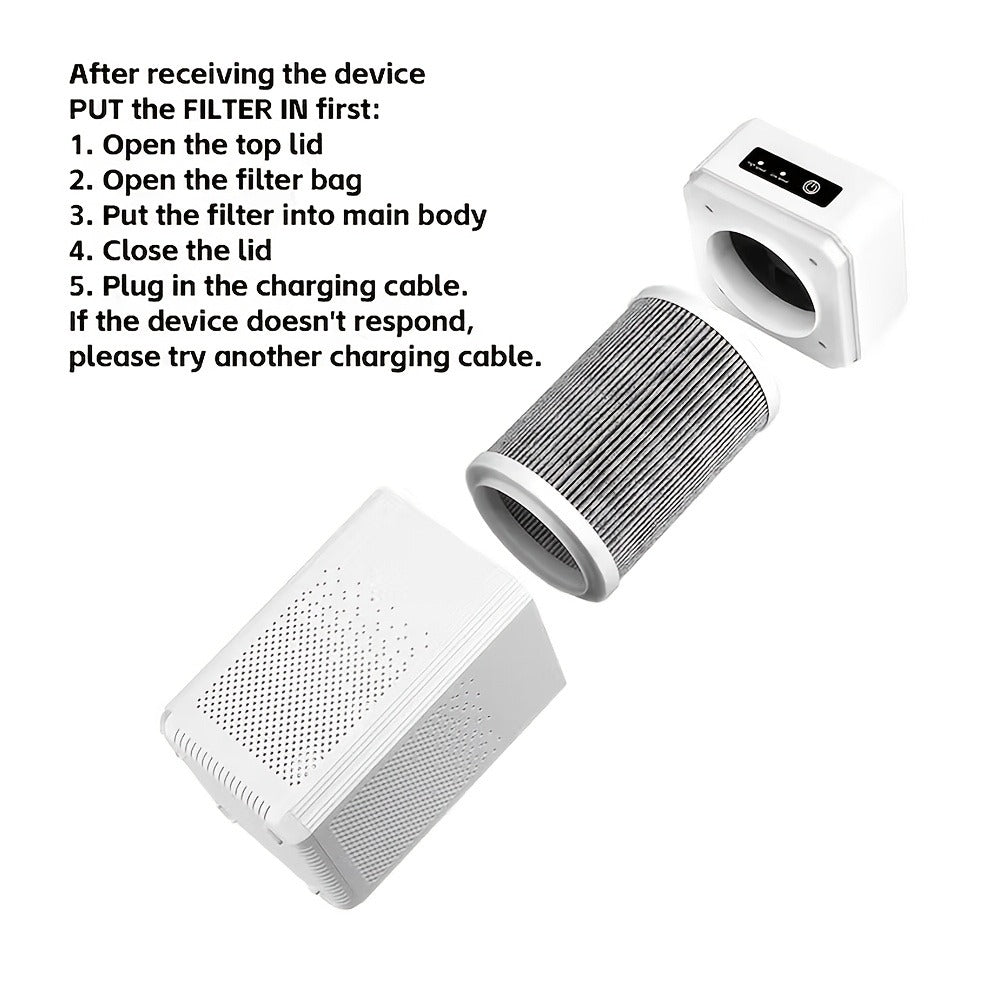 Air Purifier 2 Pack with Replacement Filters & USB Charging Cable ¨C Compact HEPA Purifier for Home, Bedroom, Office, Removes Odors, Dust & Allergens