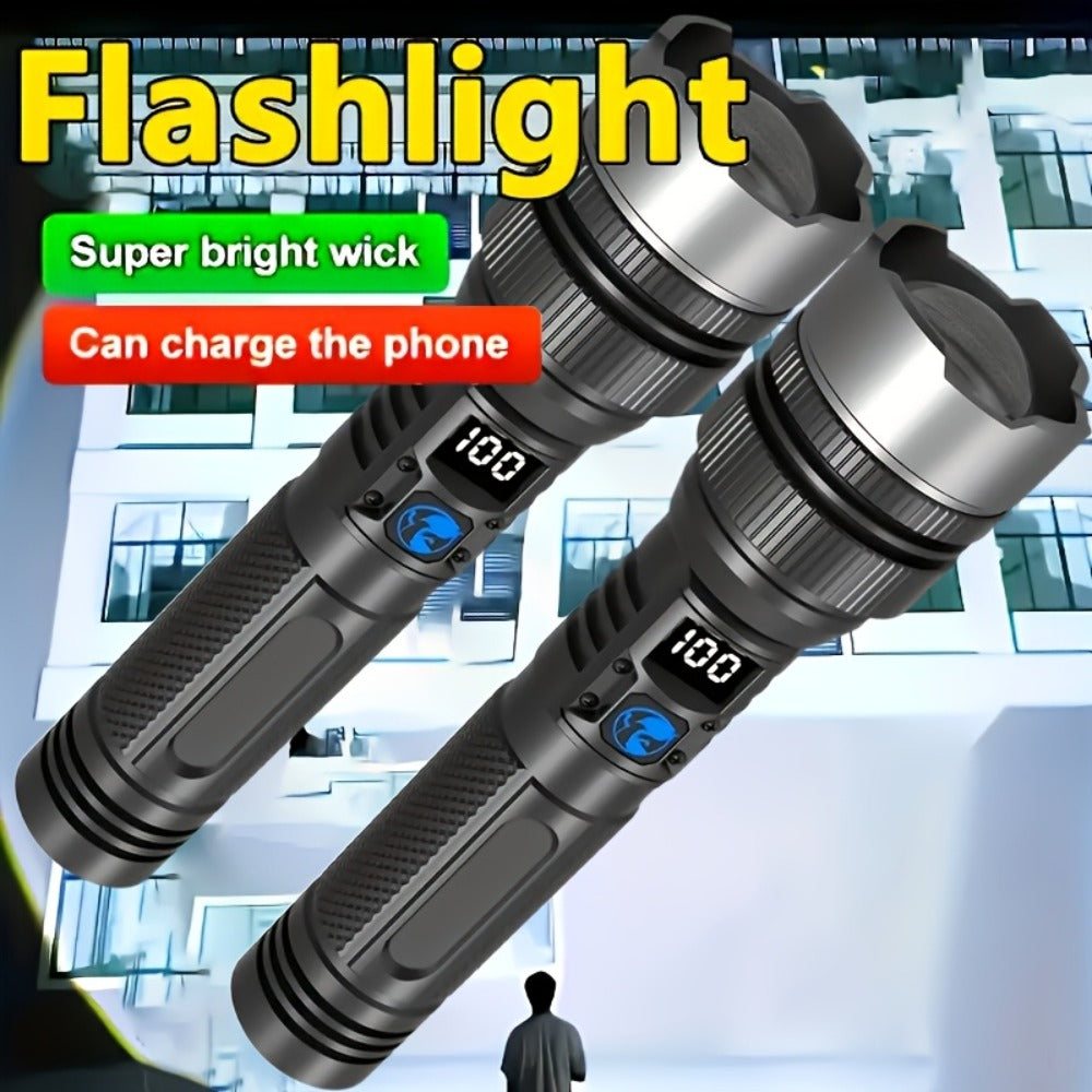 LED Flashlight Rechargeable 1000 Lumen ¨C 2-Pack Super Bright Tactical Flashlight with Digital Display, Camping Fishing Hunting Emergency Lighting, Gift Box Included, Father's Day Gift for Men