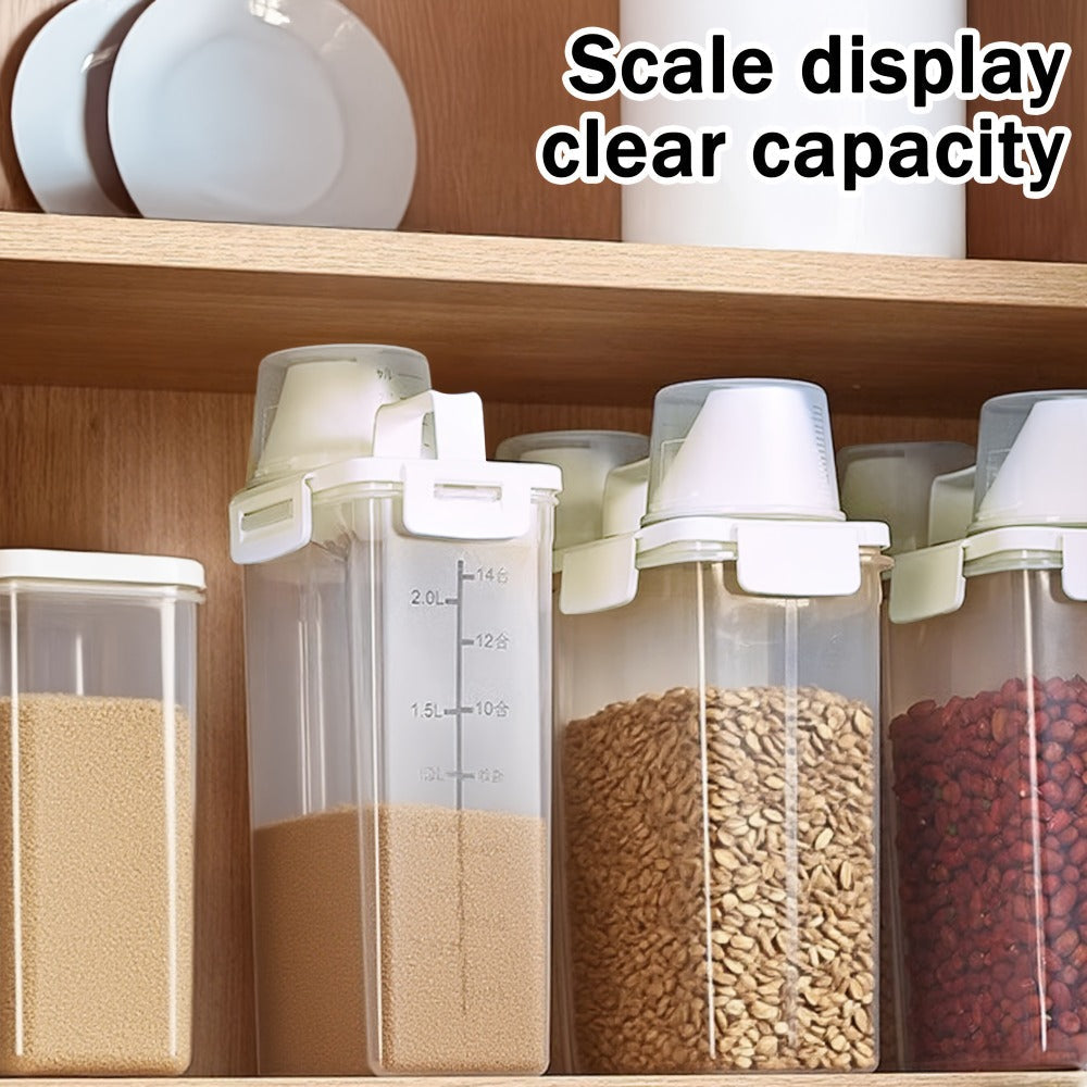 Airtight Food Storage Containers 2/4/6 Pack - BPA-Free 2.5L & 3L Plastic Pantry Bins with Lids, Measuring Cup, Leakproof Seal for Nuts, Flour, Rice, Kitchen Organizer