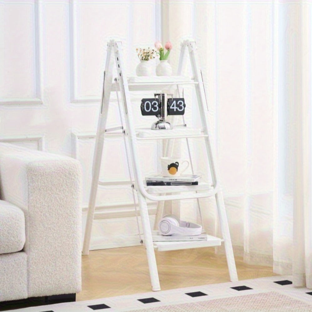 Folding Clothes Drying Rack Ladder, 4-Step Collapsible Laundry Drying Stand, 500 LB Capacity Lightweight Sturdy Freestanding Garment Dryer, Multi-Use Ladder for Indoor Outdoor Bedroom Laundry Room