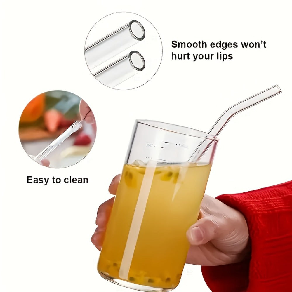 Glass Straws Set 12 Pack with Cleaning Brushes - Reusable Borosilicate Heat Resistant Drinking Straws for Smoothies Coffee Tea Milkshakes Mason Jars