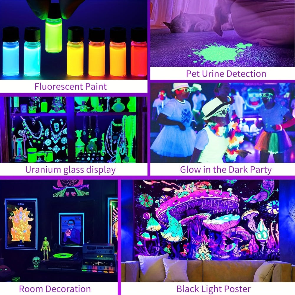Black Light Bar UV LED Blacklight 10W 1ft - Magnetic UV Strip Light for Glow Party, Fluorescent Poster, Body Paint, Tapestry & Cabinet Display, 2/4/10/12/14 Pack Options