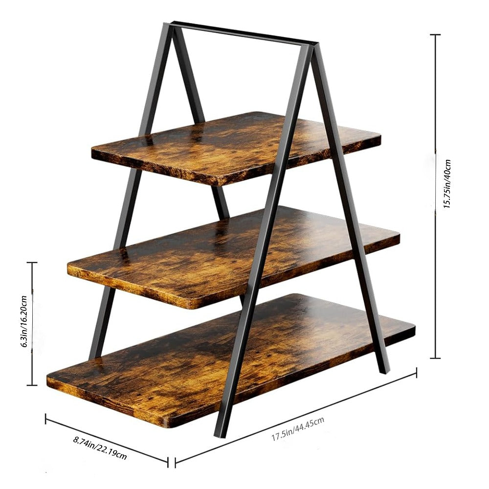 3-Tier Wooden Cupcake Stand ¨C Holds 50 Cupcakes, Dessert Display Rack for Wedding, Birthday Party & Halloween, Rustic Wood Cake Stand in Black, White & Brown