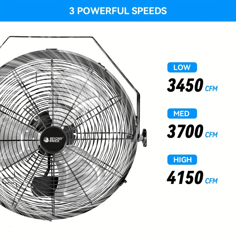 Wall Mounted Fan 18¡±/16¡± with 3 Speed Settings ¨C Quiet Heavy Duty Electric Fan for Home, Garage & Industrial Use, Portable Shop Fan with Adjustable Tilt, Black or White