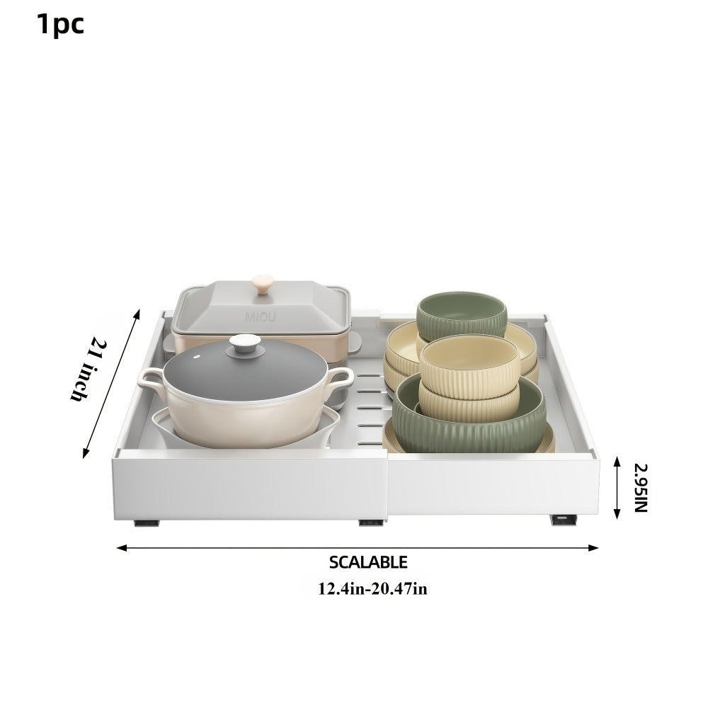 Expandable Pull-Out Cabinet Organizer Under Sink Storage Drawer Rack 2-Pack Adjustable Kitchen Shelf Organizer for Pots Pans Spices