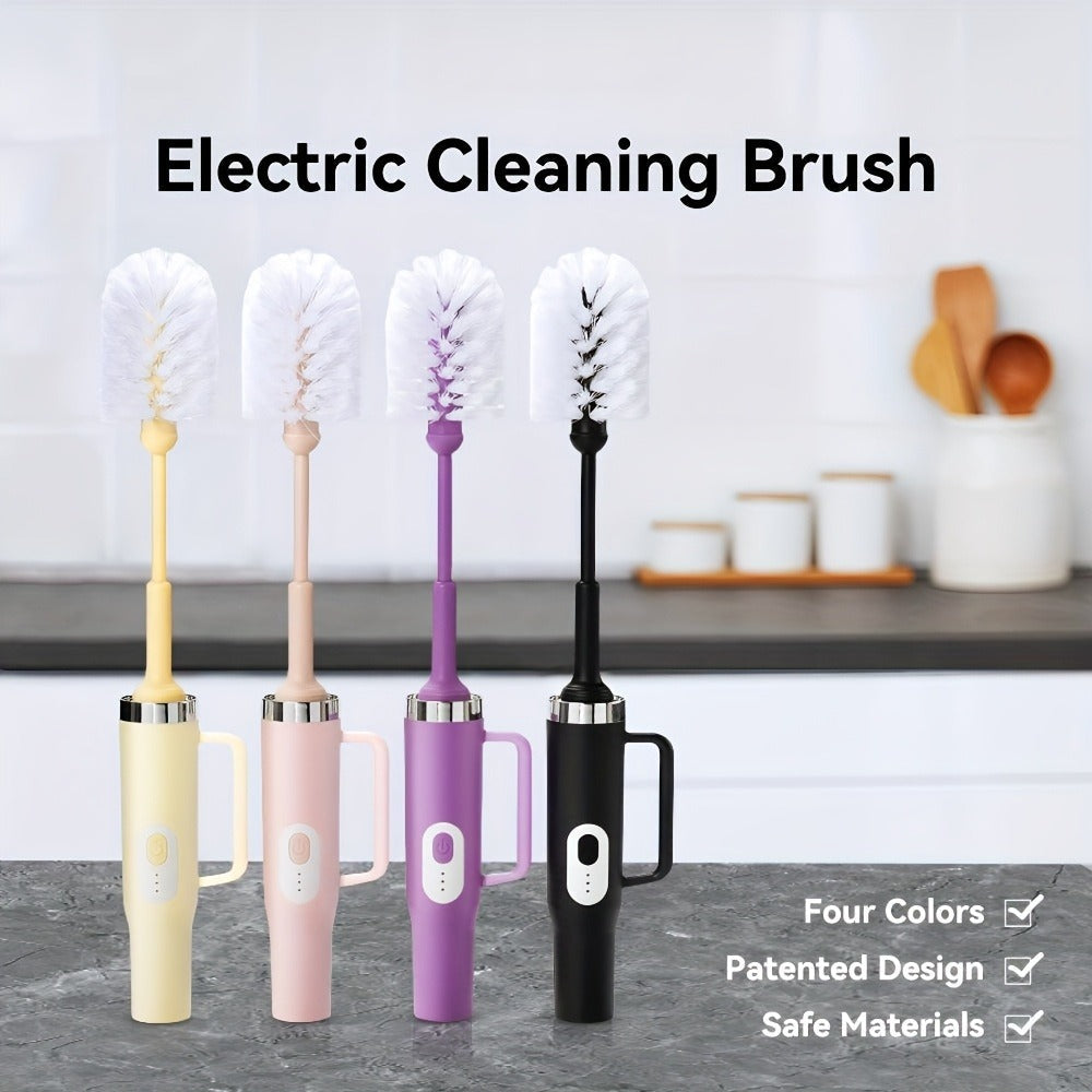 Electric Cup Scrubber Bottle Brush Cleaner ¨C 2-Speed IPX6 Waterproof, Type-C Rechargeable, Deep Cleans 40oz Mugs, Tumblers & Hydration Bottles, Long Straw Brush Included, Wall Mount Storage, Kitchen Cleaning Tool