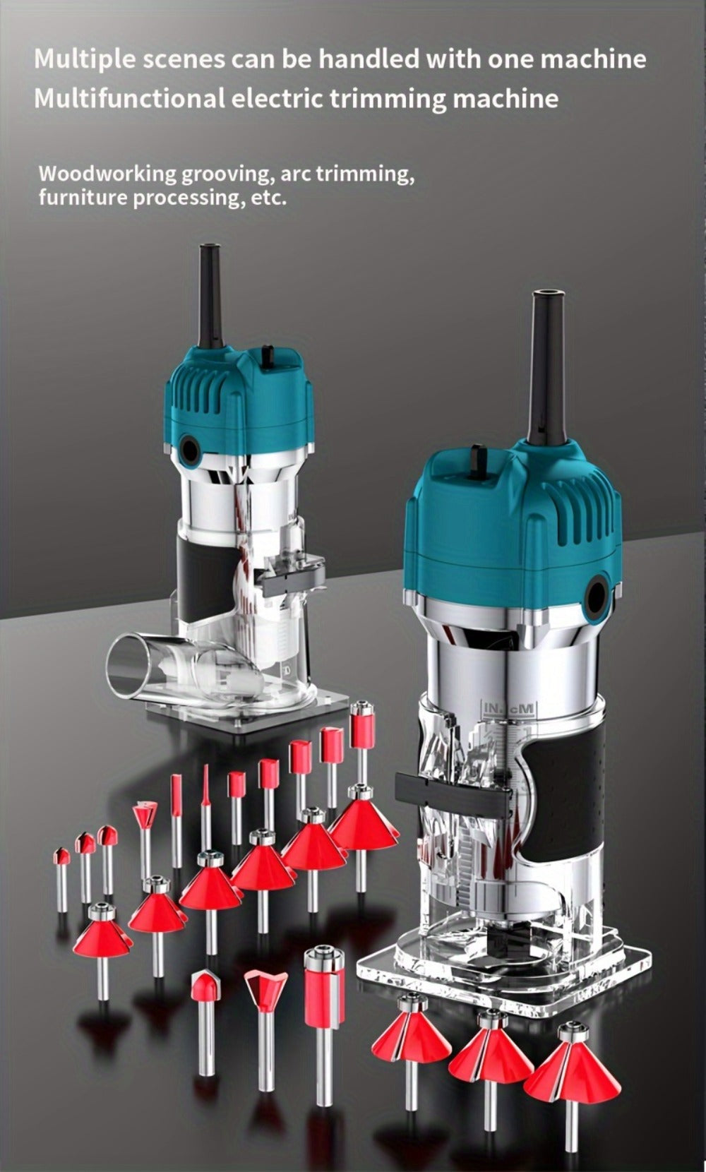 Wood Router 800W Trim Router for Woodworking - 35000RPM Electric Router with Edge Guide, Roller Guide, 6-Speed Adjustment for Precise Trimming, Profiling & Milling