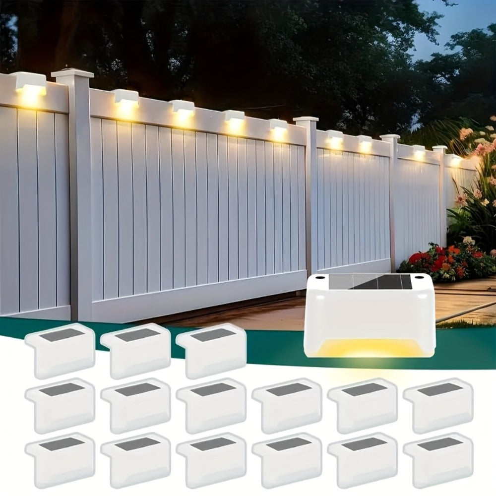Solar Powered LED Deck Lights ¨C Auto On/Off Outdoor Step Lights for Stairs, Fence, Pathway & Patio, 12-Hour Continuous Lighting, Weatherproof Solar Stair Lights for Garden, Yard & Commercial Use