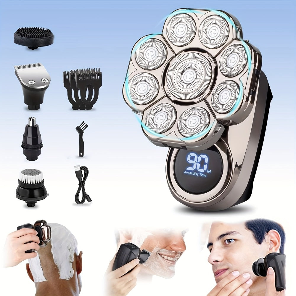 9D Electric Head Shaver for Bald Men ¨C 5-in-1 Cordless Rechargeable Bald Head Razor & Grooming Kit for Home and Travel