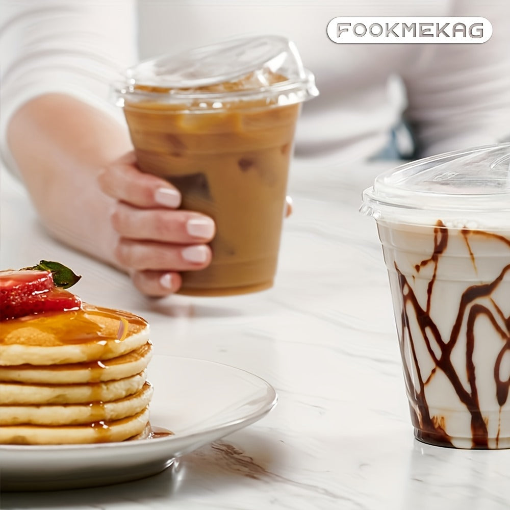 Disposable Clear PET Cups with Lids 50 Sets ¨C Transparent Plastic Cups for Coffee Smoothies Cold Drinks Parties Picnics Travel, 16oz & 20oz