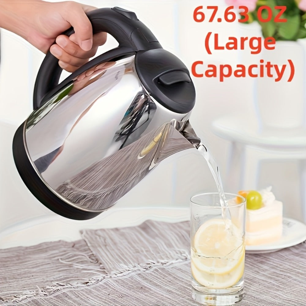 Electric Kettle Stainless Steel 2L Large Capacity 67.63oz with Auto Shut-Off, LED Indicator, BPA-Free Double Wall, Fast Boiling for Coffee & Tea ¨C Black Hot Water Kettle for Home, Office & Dorm