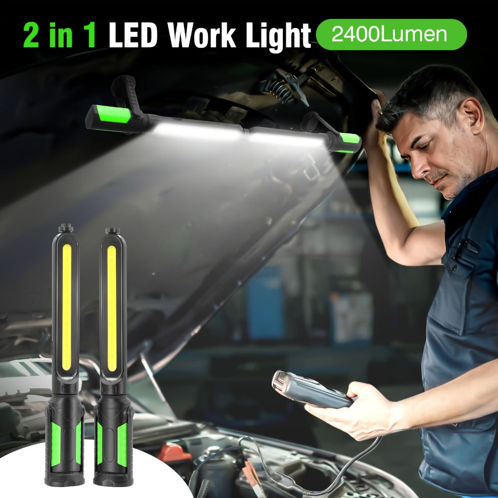 LED Work Light Rechargeable Cordless with Magnetic Base & Hook ¨C Portable Mechanic Floodlight, Adjustable Brightness, Motion Sensor Control, Waterproof for Car Repair, Workshop, Garage, Outdoor & Emergency Use