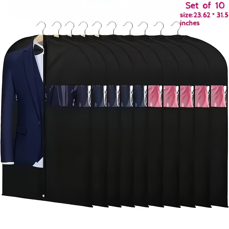 Garment Bags with Zipper Closure & Dust Protection for Suits Dresses Shirts ¨C Set of 5 Reusable Black Cover Bags