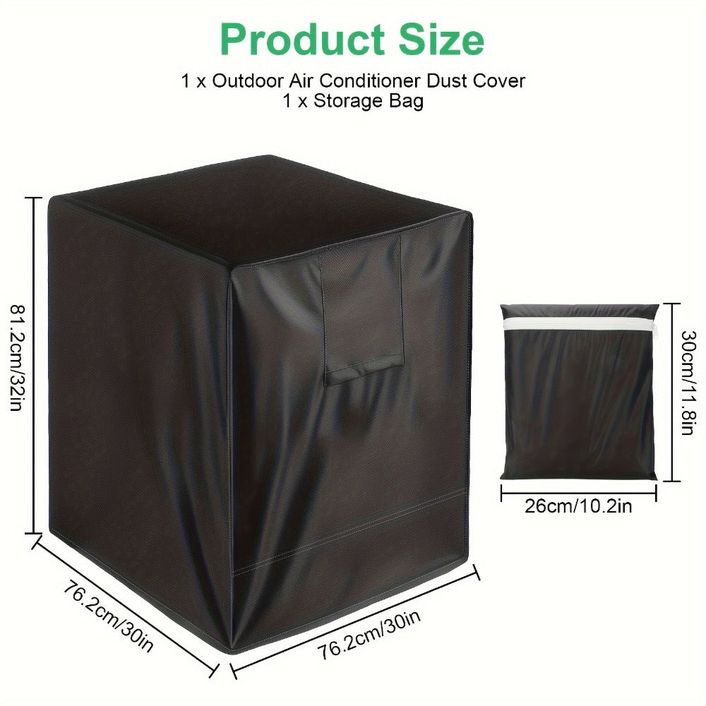 Outdoor AC Unit Cover 30x30x32 Inch Waterproof | Air Conditioner Protector with Drawstring Closure for Condenser & HVAC ¨C All-Weather UV & Rain Shield, 210D Oxford Cloth, Black