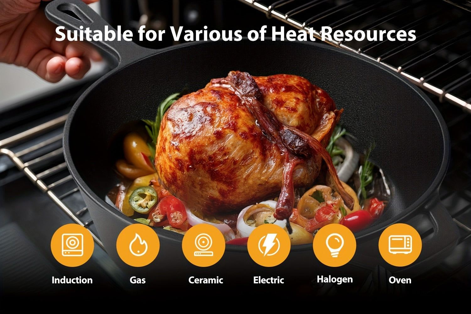 Cast Iron Dutch Oven & Frying Pan Set ¨C Pre-Seasoned 2-in-1 Cookware, Deep Pan + Skillet for Stovetop, Induction, Oven, BBQ & Outdoor Cooking, Multi-Purpose Pots and Pans Set