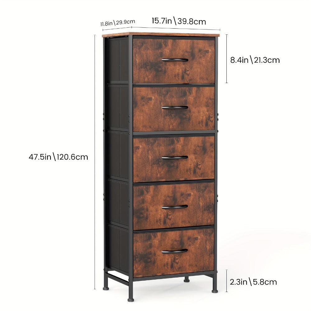 6 Drawer Fabric Dresser with Steel Frame Wooden Top - Storage Chest Organizer for Bedroom Closet Hallway Living Room