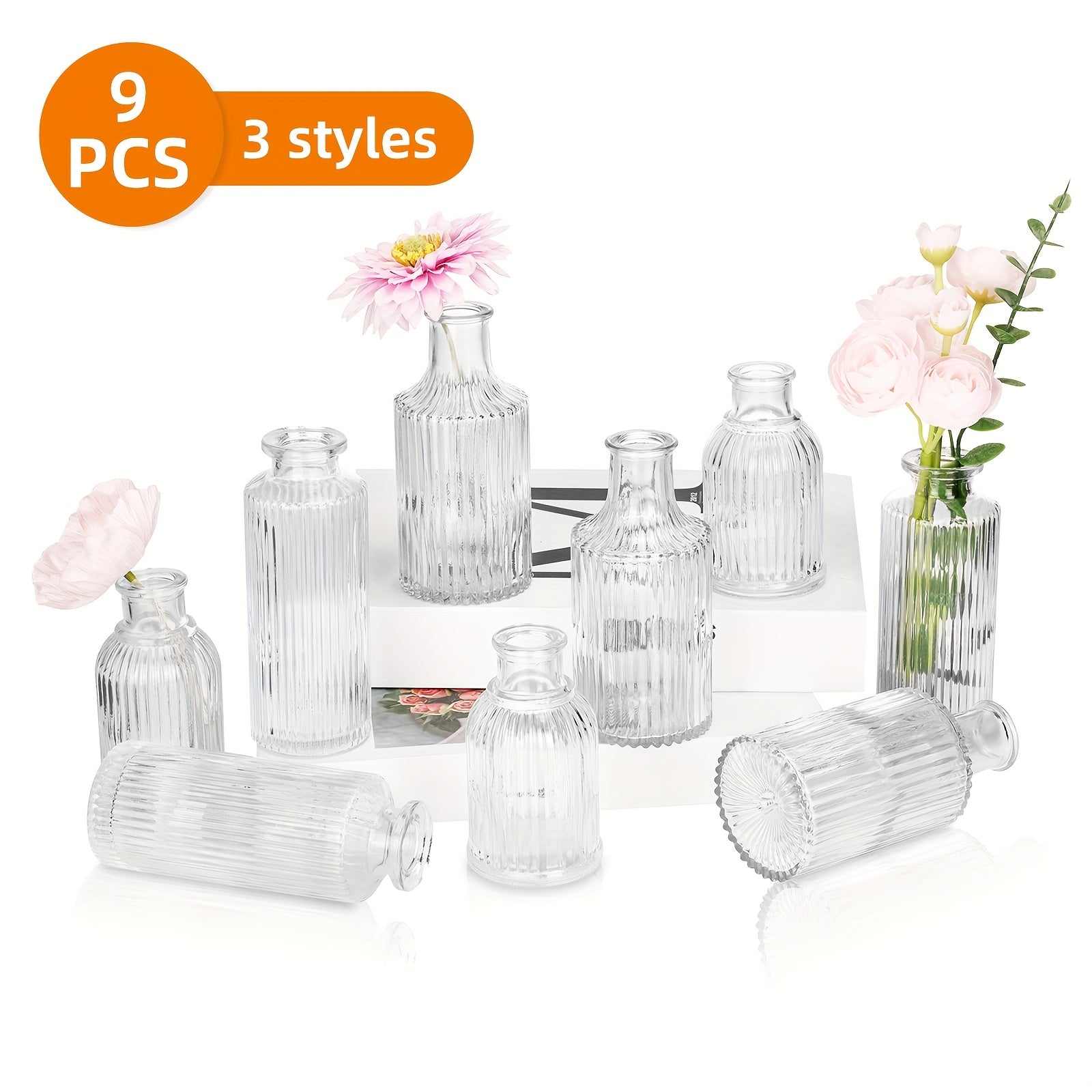 Mini Clear Bud Vases Set Wedding Centerpieces for Tables Small Glass Flower Vases for Birthday Party Anniversary Home Decor Mother's Day Bulk Set 9 12 24 36 54pcs