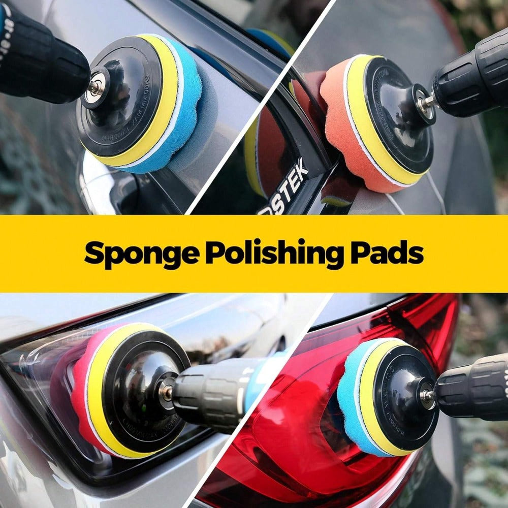 Drill Brush Attachment Set 20 Pack Power Scrubber Brushes Scrub Pads Sponge Buffing Pads with Extension Rod for Bathroom Kitchen Car Polishing Tile Grout Cleaning Kit