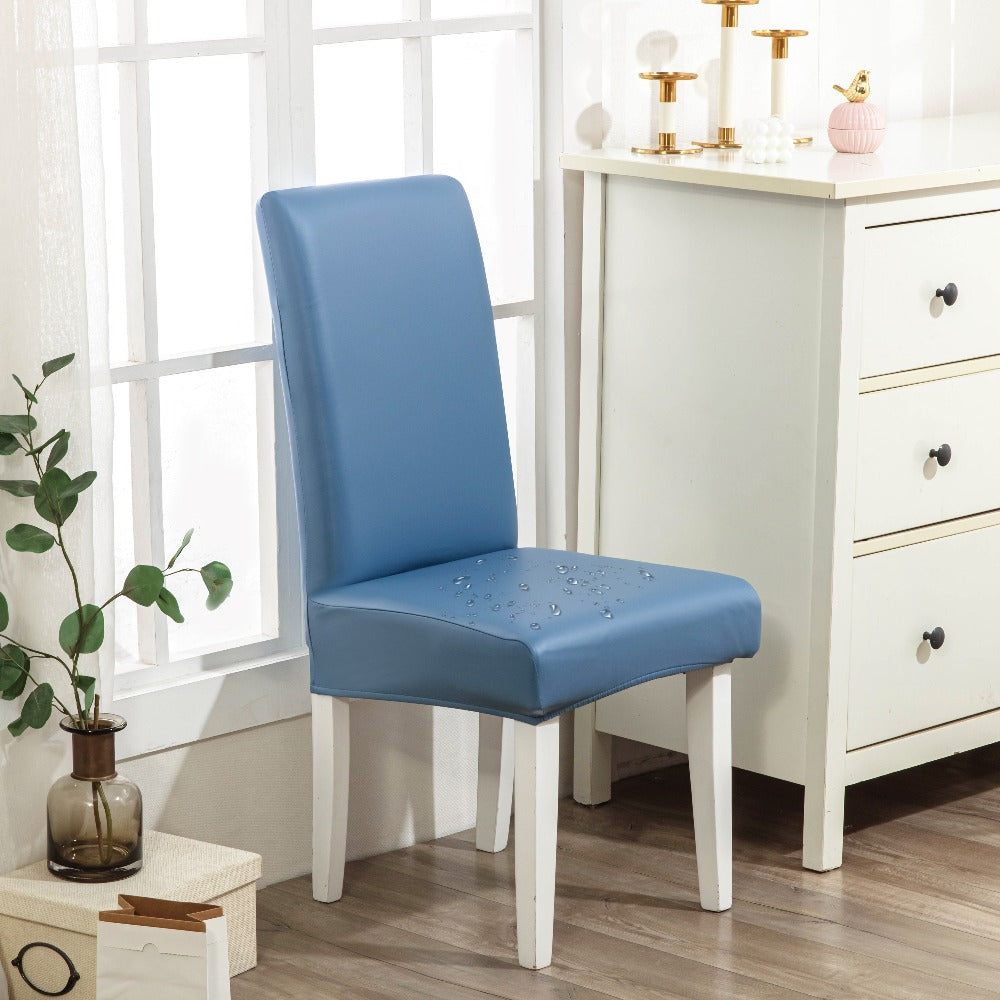 Dining Chair Covers Set of 4 6 Waterproof PU Leather Stretch Slipcover Oil Proof Universal Fit Chair Protector for Dining Room Kitchen Hotel Home Decor - 9 Colors