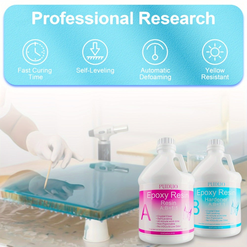 Epoxy Resin Kit Ultra Clear Bubble-Free Self-Leveling ¨C 2-Part Casting & Coating Resin for River Tables Countertops Crafts, Yellowing-Resistant Fast Cure Formula