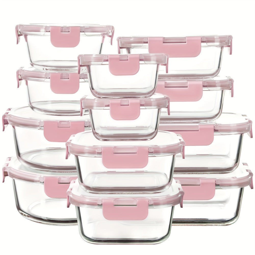 Glass Food Storage Containers with Airtight Lids - Borosilicate Glass Meal Prep Containers Set, Microwave Dishwasher Freezer Safe, BPA Free, Leak Proof Lunch Containers for Kitchen