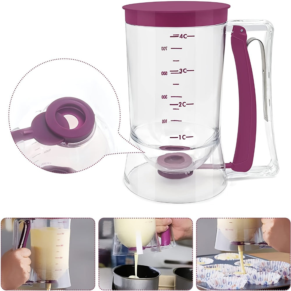 Pancake Batter Dispenser with Cleaning Brush ¨C 2pcs Handheld Batter Separator & Squeeze Dispenser Set, Cupcake Batter Tool, Durable Kitchen Baking Gadget for Pancakes, Waffles & Cupcakes