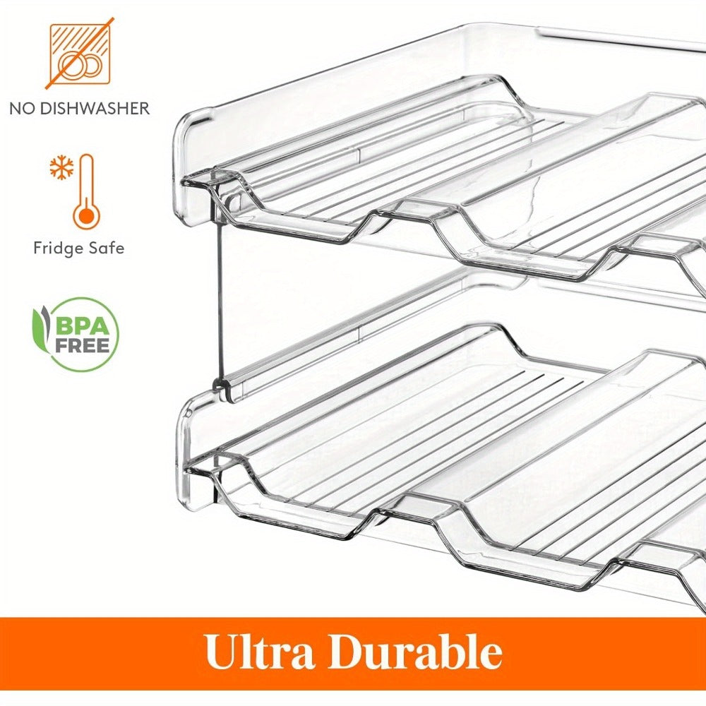 Stackable Water Bottle Organizer for Cabinet & Kitchen Pantry ¨C Tumbler Travel Mug Cup Holder, Plastic Fridge Wine Rack, Holds 5/6/8/9/11/12 Bottles