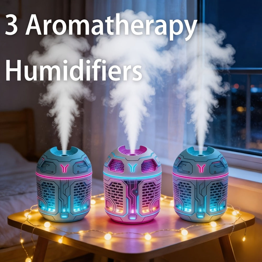 Mini Aromatherapy Humidifier Set of 3 Cool Mist Diffuser with Odor Eliminator No Filter USB Low Voltage for Car Bedroom Dorm Office Desktop Air Freshener Gift for Women Room Decor