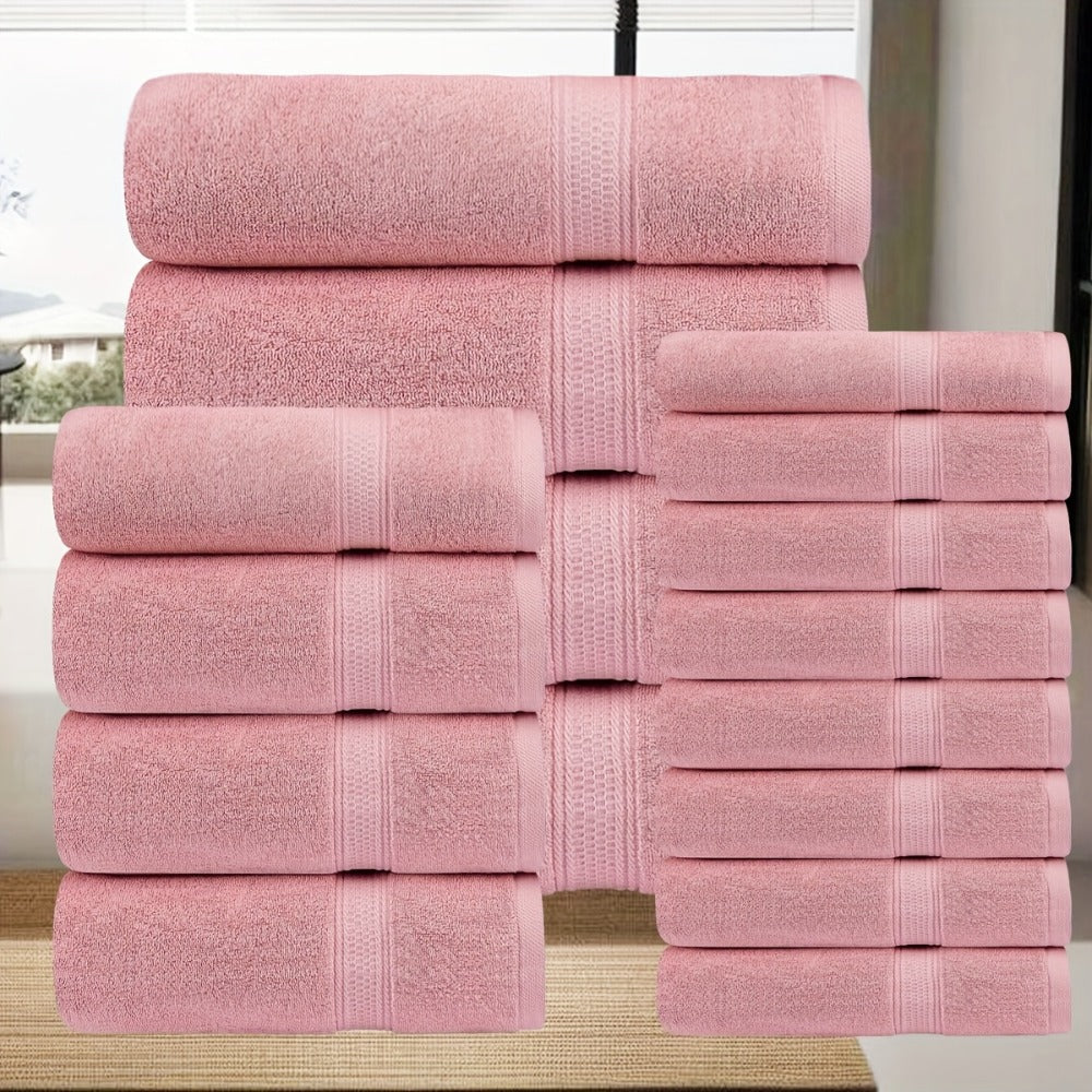Luxury Soft Towel Set 8 or 16 Piece - Thickened Quick Dry Skin Friendly High Absorbency Bath Towels Hand Towels Washcloths | 13+ Colors | Home Hotel Travel Fitness Spa Gift Set