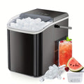 Countertop Ice Maker Machine Portable 9 Bullet Ice Cubes in 6 Minutes 26.5 Lbs Per 24 Hours 1.5L Water Tank Self-Cleaning with Handle Basket Scoop for Home Kitchen Office Bar Party Camping RV