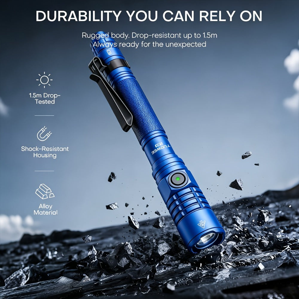 Tactical Penlight 1200 Lumen EDC Flashlight | High-Brightness Torch with Tail Switch Multi-Mode | Slim Pocket Light for Everyday Carry, Camping, Outdoor Activities & Work Lighting