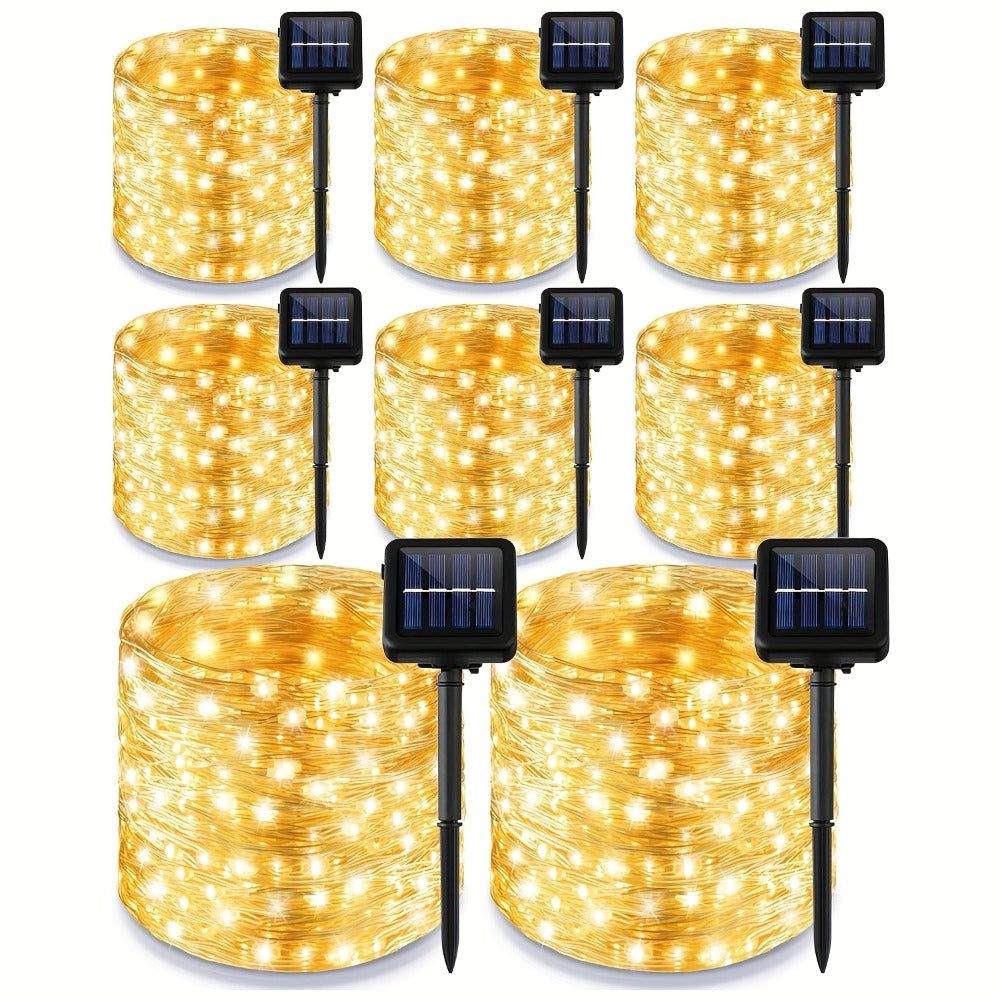 Solar Fairy String Lights Outdoor ¨C 110 LED Copper Wire Solar Twinkle Lights with 8 Modes & Touch Control for Christmas Tree, Garden, Patio, Wedding & Party ¨C 2, 4 or 8 Pack