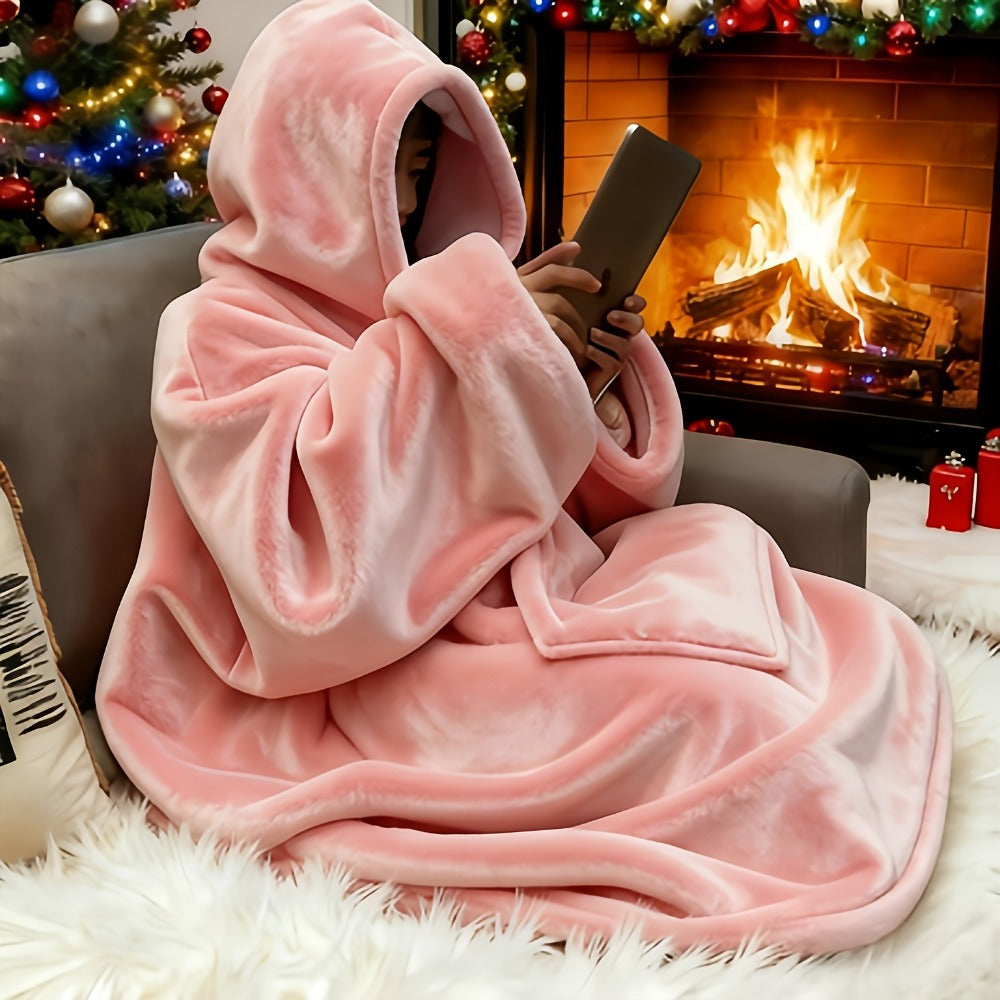 Hooded Wearable Blanket ¨C Double-Sided Flannel Suede Hoodie Blanket for Women & Men, 500gsm Oversized Warm Cozy Sweatshirt