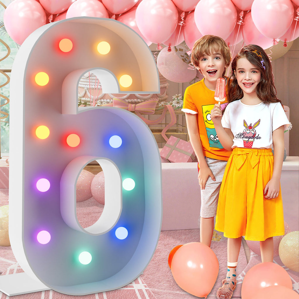 Marquee Number Lights 4 Feet Tall LED Light Up Numbers 0-9 20 for Birthday Party Anniversary Graduation Decoration 11 Colors 3 Flash Modes Foam Board String Lights Included