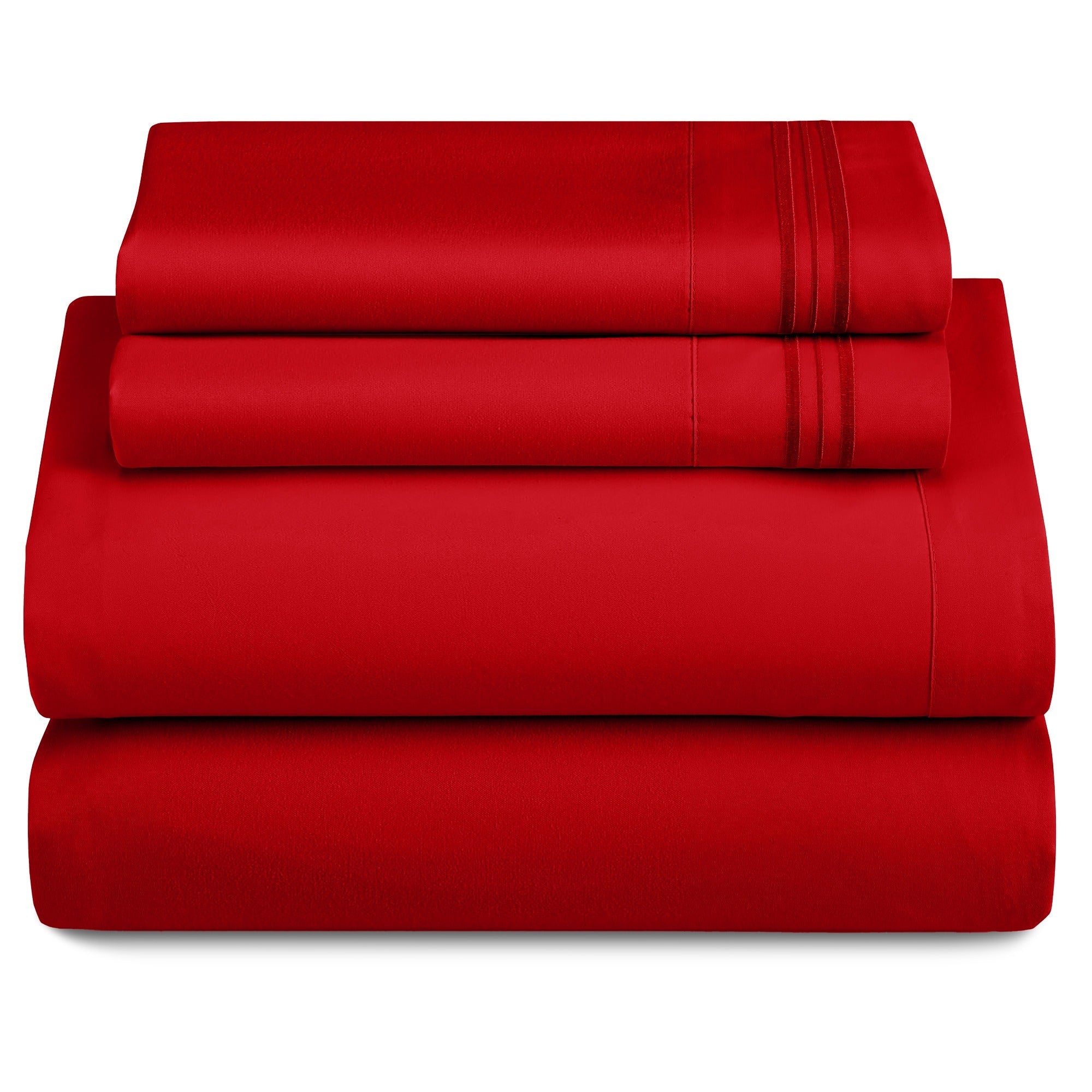 Bed Sheets Set 4-Piece Microfiber 1800 Series Deep Pocket Fitted Sheet Flat Sheet Pillowcases Soft Breathable Wrinkle Fade Resistant Twin Full Queen King Cal King 20 Colors