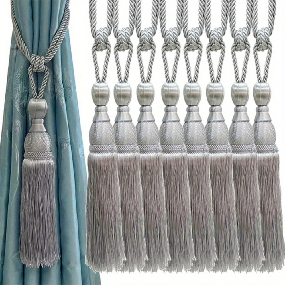 Curtain Tiebacks with Tassels Hand Woven Rope Curtain Tie Backs with Golden Accents 4/8pcs Home Decor