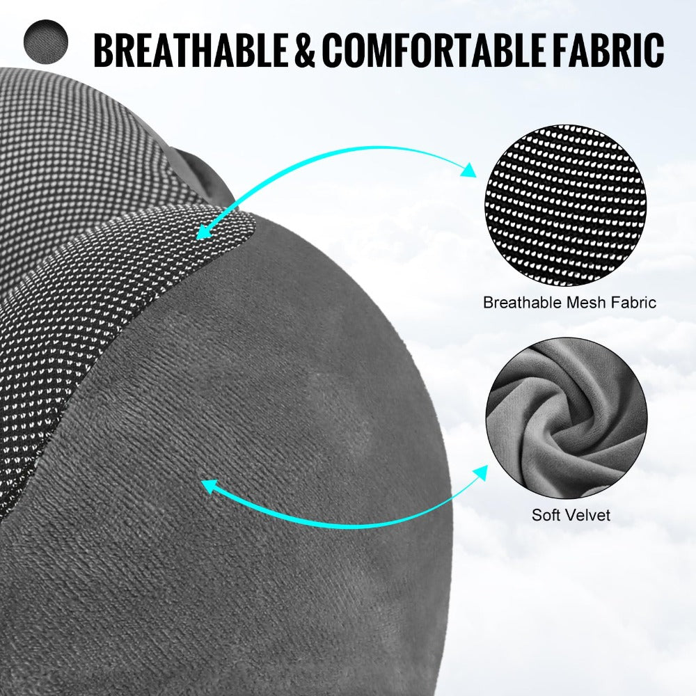 Travel Neck Pillow U-Shaped with Eye Mask Adjustable Portable Ergonomic Neck Support Soft Washable Cover for Airplane Car Home Office Napping Pink Blue Black Grey