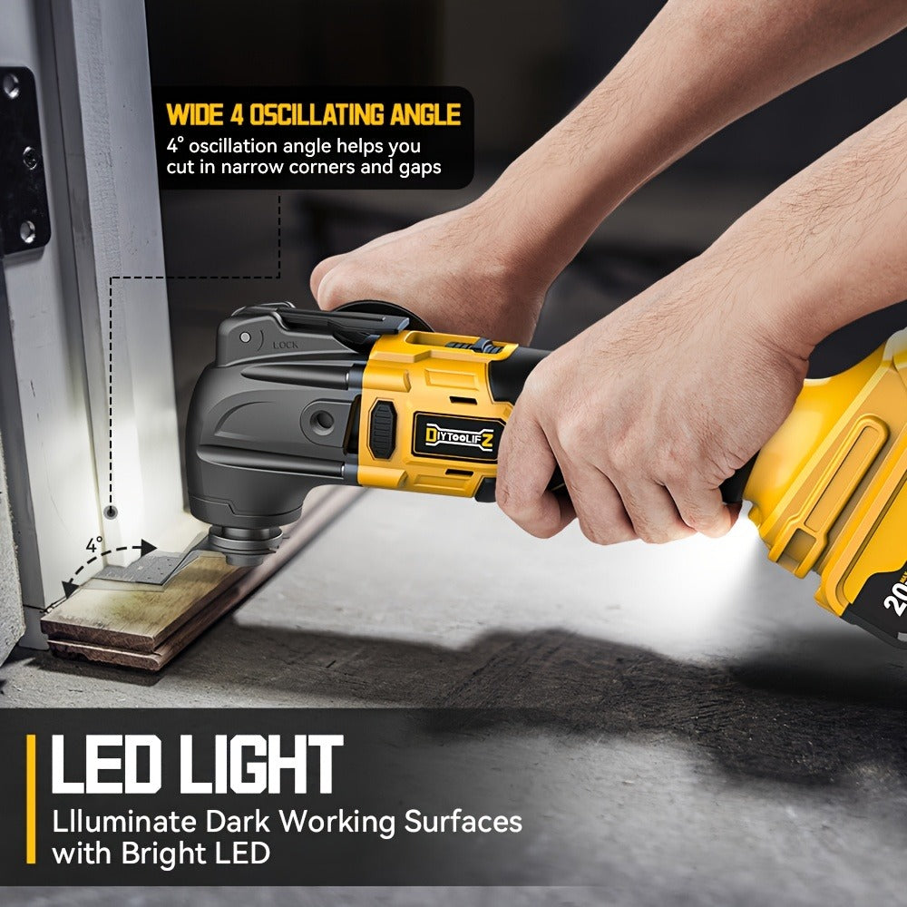 Oscillating Multi Tool Brushless Cordless Compatible with DeWalt 20V / 18V Battery ¨C 21000 OPM Variable Speed, 4.5¡ã Oscillating Angle, Anti-Vibration, Wood Cutting Blades & Sanding Pads (Battery Not Included)