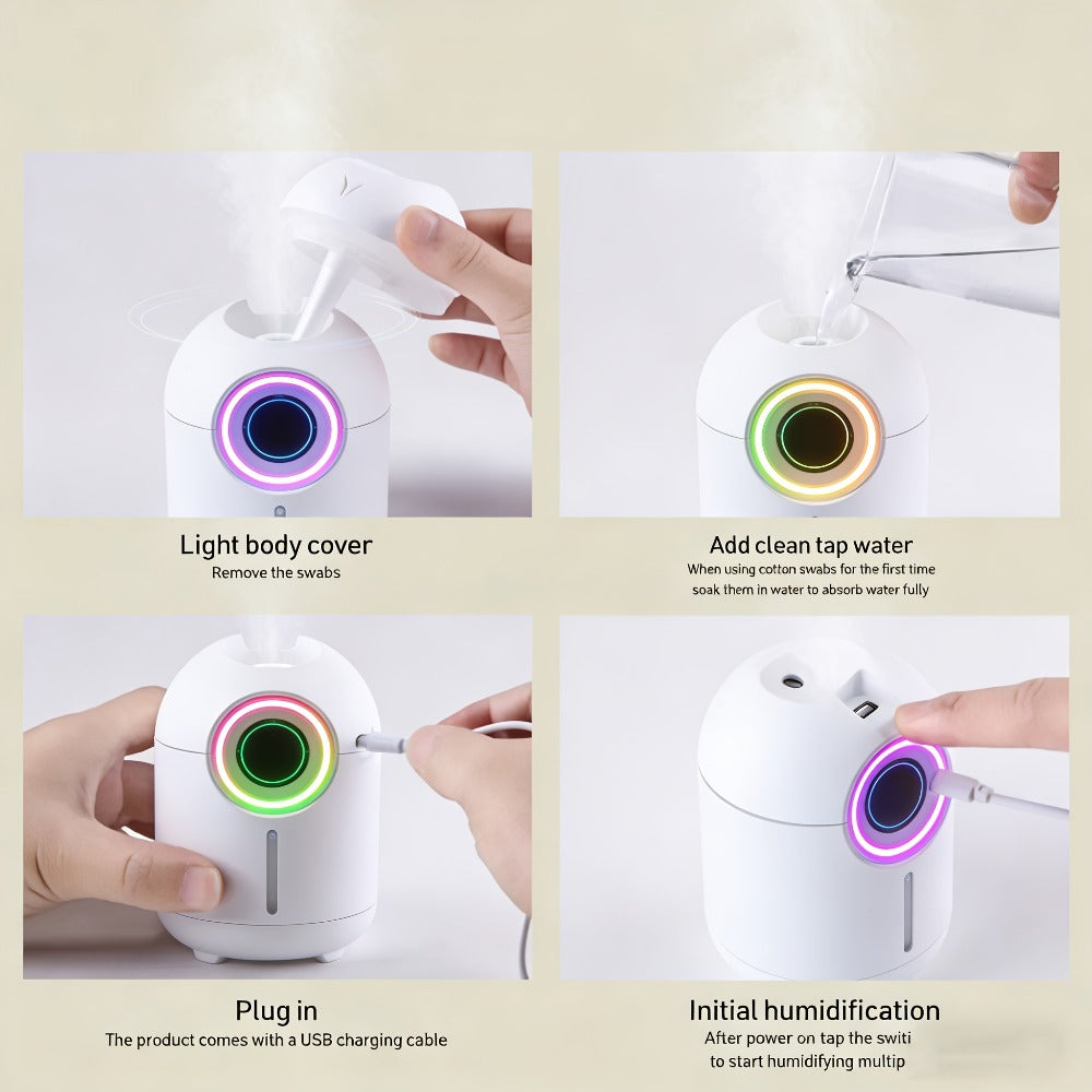 Aroma Humidifier Set of 3 with Soft LED Night Light | Quiet Mini Humidifier Pack, Adjustable Mist, Room Air Freshener for Bedroom, Living Room & Office | Holiday Gift Set White & Green