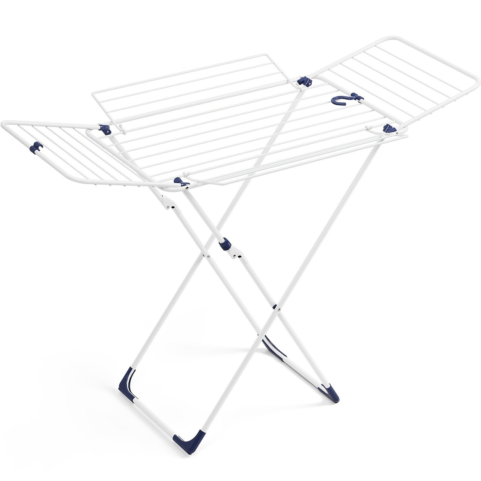 Clothes Drying Rack Foldable 4-Wing Large Capacity Metal Laundry Rack Free Standing Indoor Outdoor Space Saving Airer 55x38 In