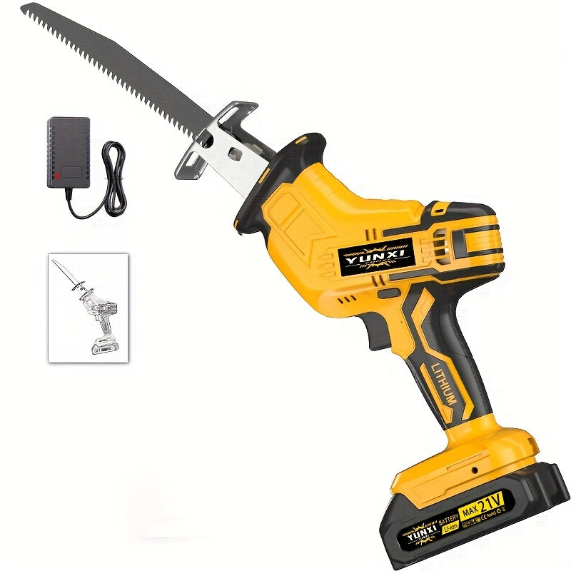 Cordless Reciprocating Saw - Electric Reciprocating Saw with Safety Lock, Large Capacity Battery & Charger, Variable Speed for Wood, Metal & Demolition Cutting, DIY Home Renovation Power Tool