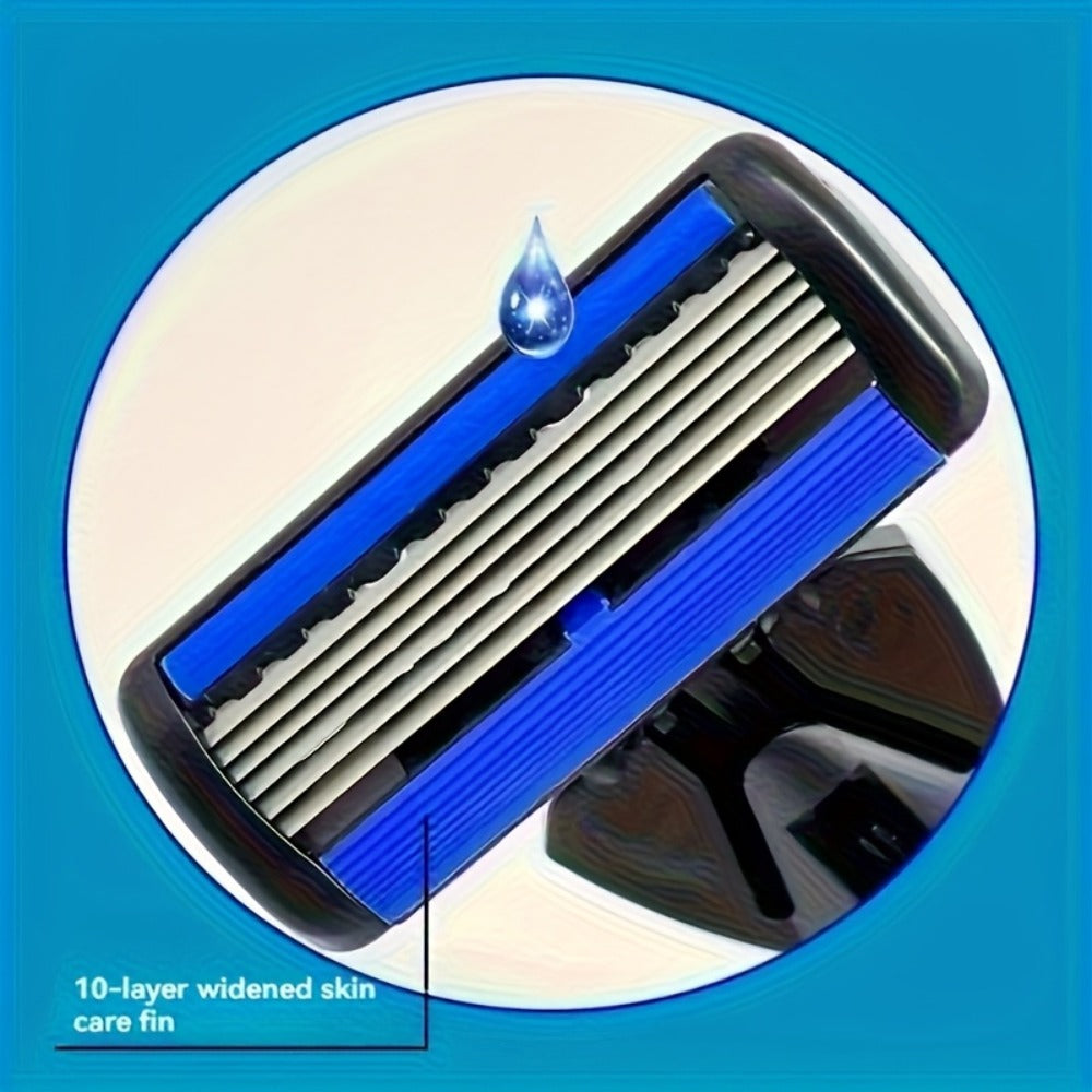 Men's Safety Razor with Replacement Blades - Anti-Slip Stainless Steel Handle Shaver for Beard & Sideburns, Classic Style Wet Shaving Razor, Multiple Blade Bundle Options