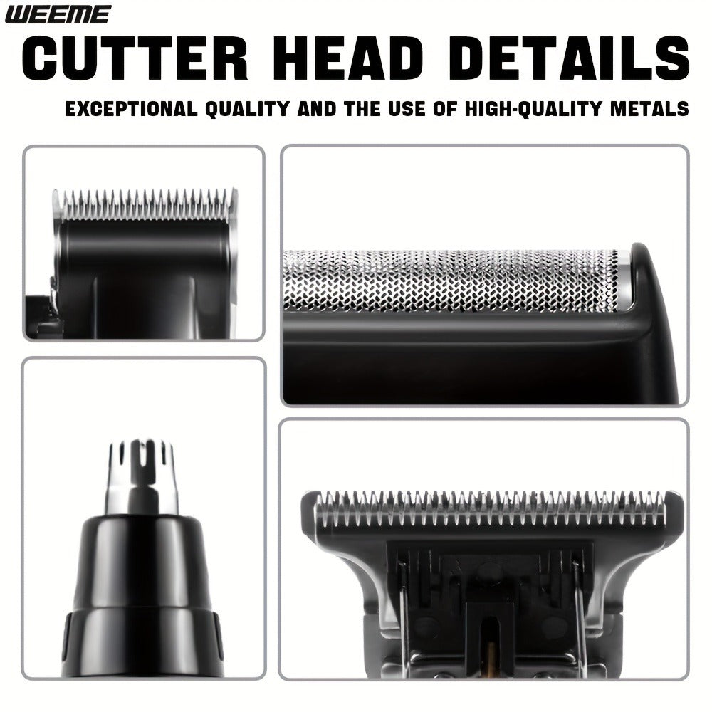 Men's Grooming Kit 4-Piece Set ¨C USB Rechargeable Hair Clipper, Nose Trimmer, Electric Shaver & T9 Detailer with 8 Guide Combs, Professional Cordless Beard Trimmer Set for Men