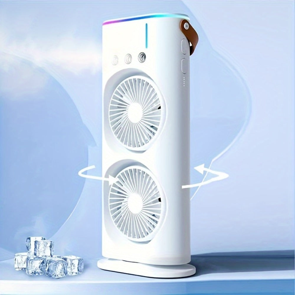 Portable Misting Fan USB Rechargeable Water Cooling Fan with Spray Button Control for Outdoor Indoor Office RV Camping Summer Personal Desk Fan
